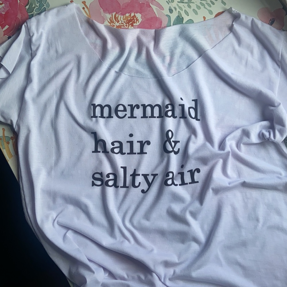 Mermaid hair and salty air oversized white tee